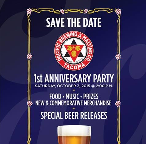 Pacific Brewing & Malting Celebrates 1st Anniversary – October 3rd